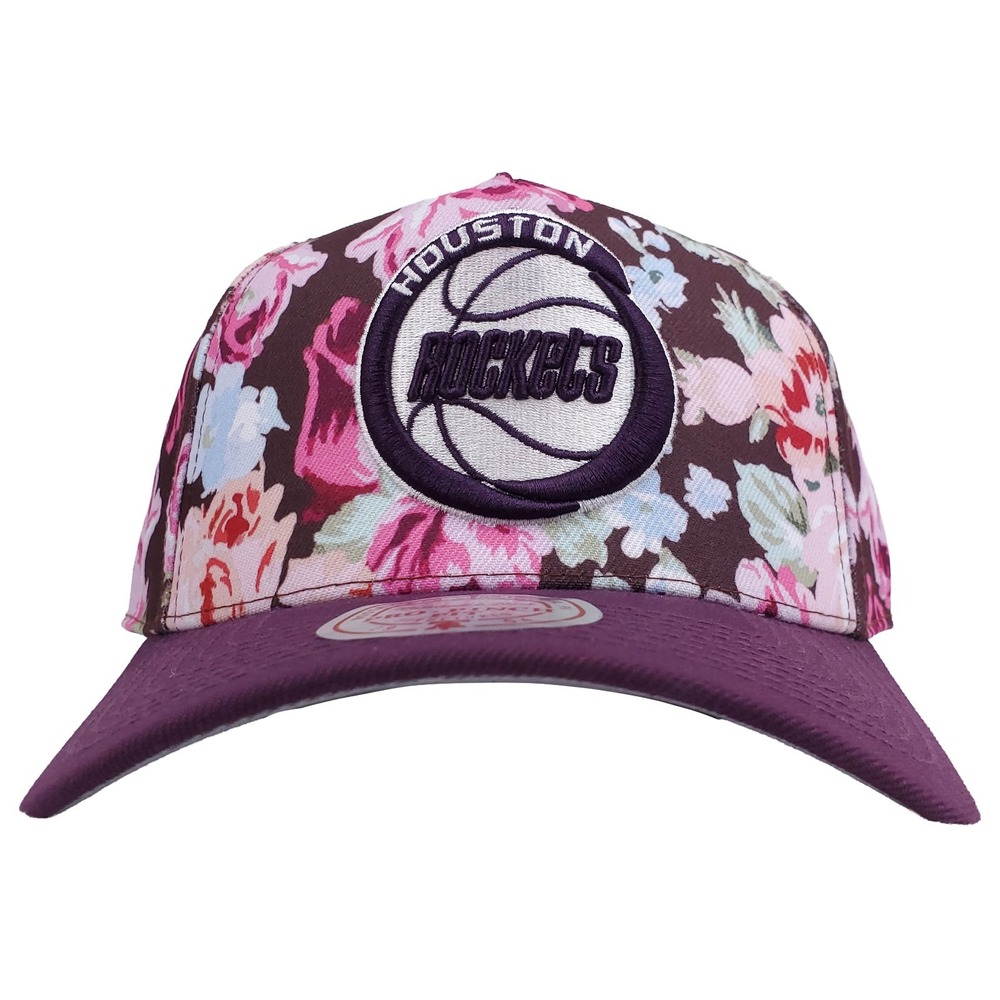 Houston Rockets Mitchell & Ness Pro Fit Snapback Hat Cap 3D‎ Logo Floral NWT